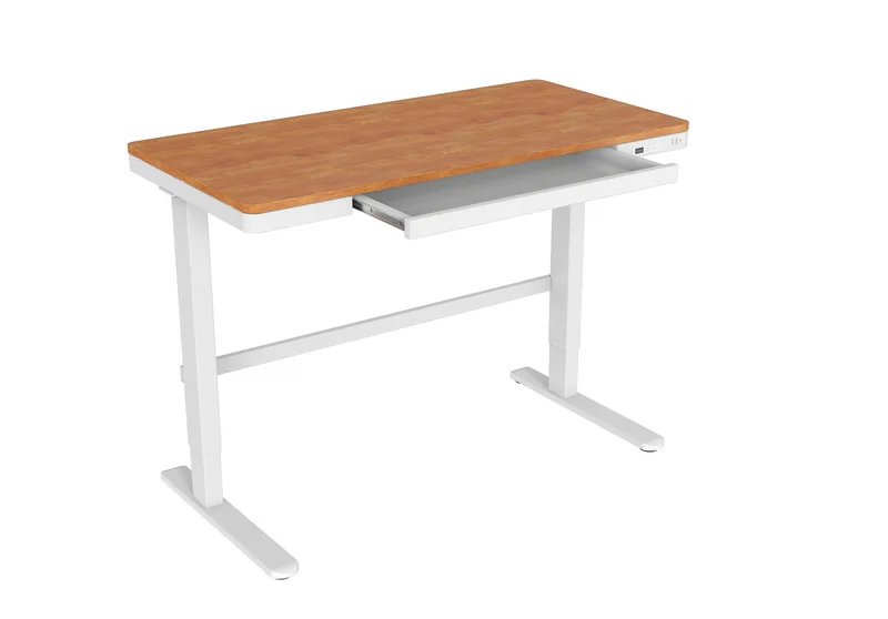 Most Popular Single Motor Glass Tempered Desktop Height Adjustable Sit Stand Desk Computer Lift Table with Wireless USB Charge