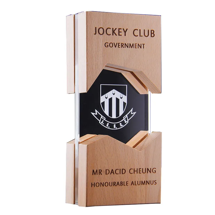 Custom Made  Wood And Transparent Glass Award Trophy