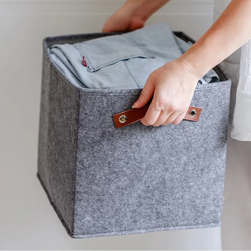 Wholesale Foldable Felt Clothes Storage Organizer with Flip-Top Lid Handle Wardrobe Closet Organization For Toys Jeans Clothing