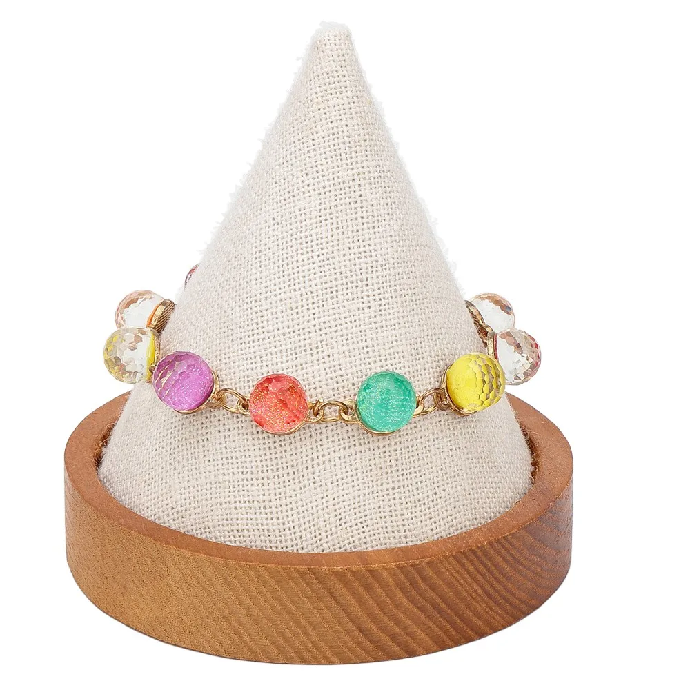 2022 Luxury store showcase Factory Customized Wood Jewelry Rings bracelet Display Stand of Cone Design