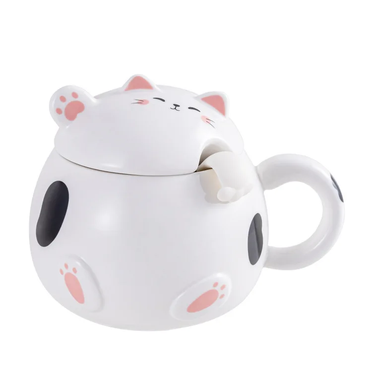 Сферическая керамическая чашка Lucky Cat креативная индивидуальная модельная с крышкой для кофе оптовая продажа логотипов