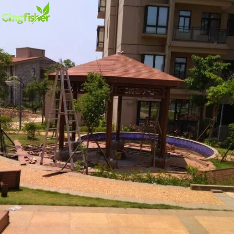 Outdoor Garden Wood Plastic Composite Gazebo HDPE Pavilion 3x3m