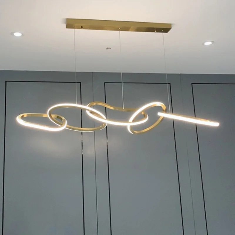 Modern restaurant bar chandelier designer creative stainless steel circle LED lights