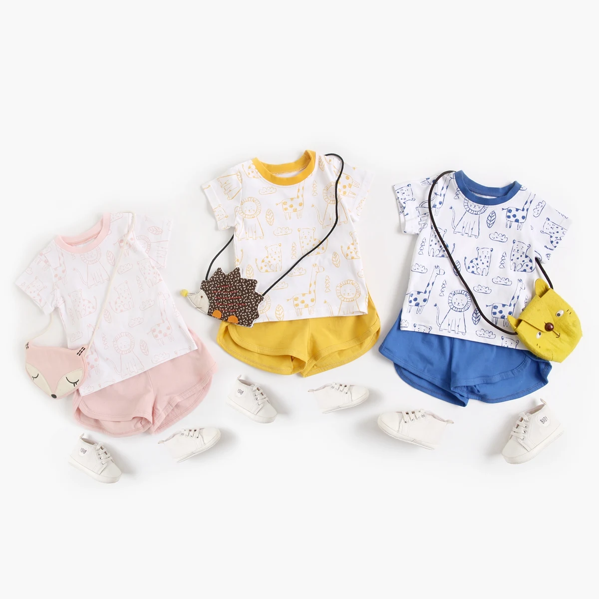 
6 months to 4 years kids t-shirt shorts 2pcs clothes summer baby unisex clothing sets 