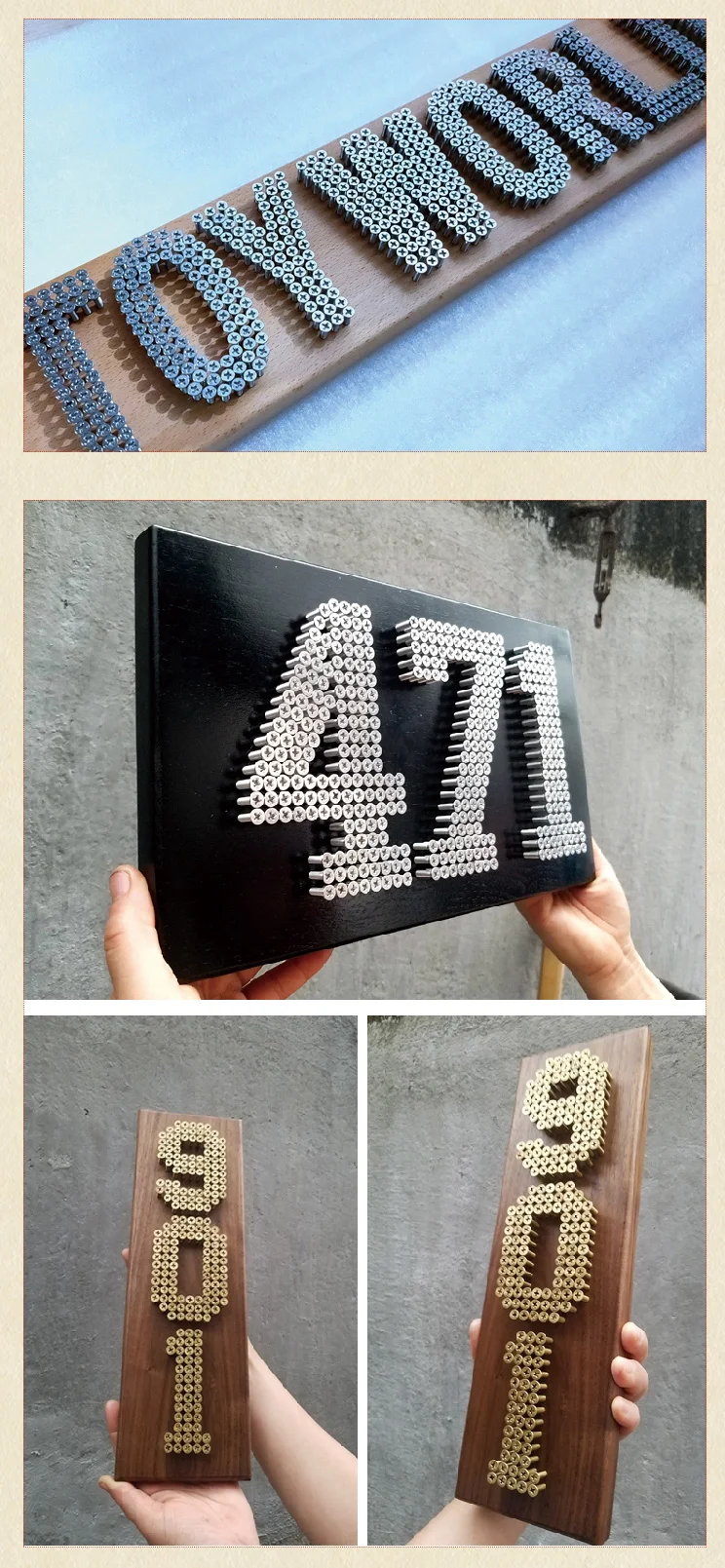 Zenewood Hot sale 3D house numbers DIY metal steel screws 3D door numbers