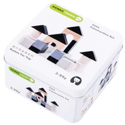 Montessori Toys Wooden Blocks Construction Building Toys Set Travel Toys in Tin Box for Toddlers Over 3 Years Old