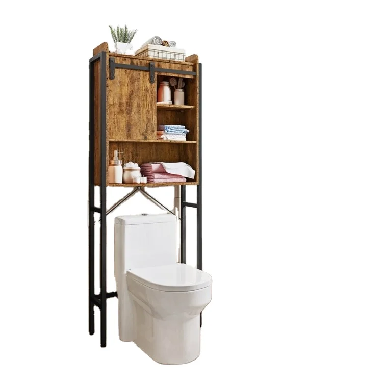 Innovatived Sliding Door Cabinets/Open Grid Below Make Efficient Use Toilet Space Or Laundry Over The Toilet Storage Cabinet