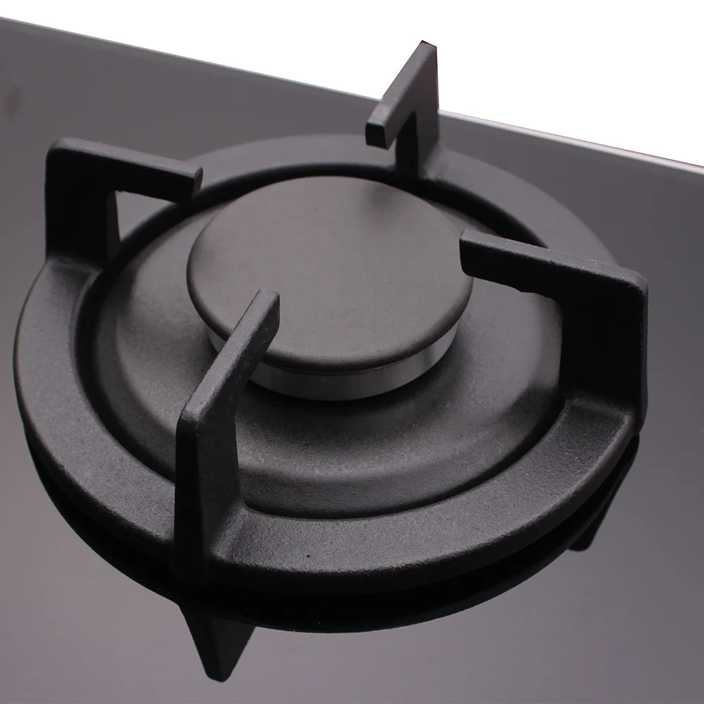 Xunda All Black Tempered Glass 5 Burners Gas Cooktops Built-In Gas Stove Glass Top Hob