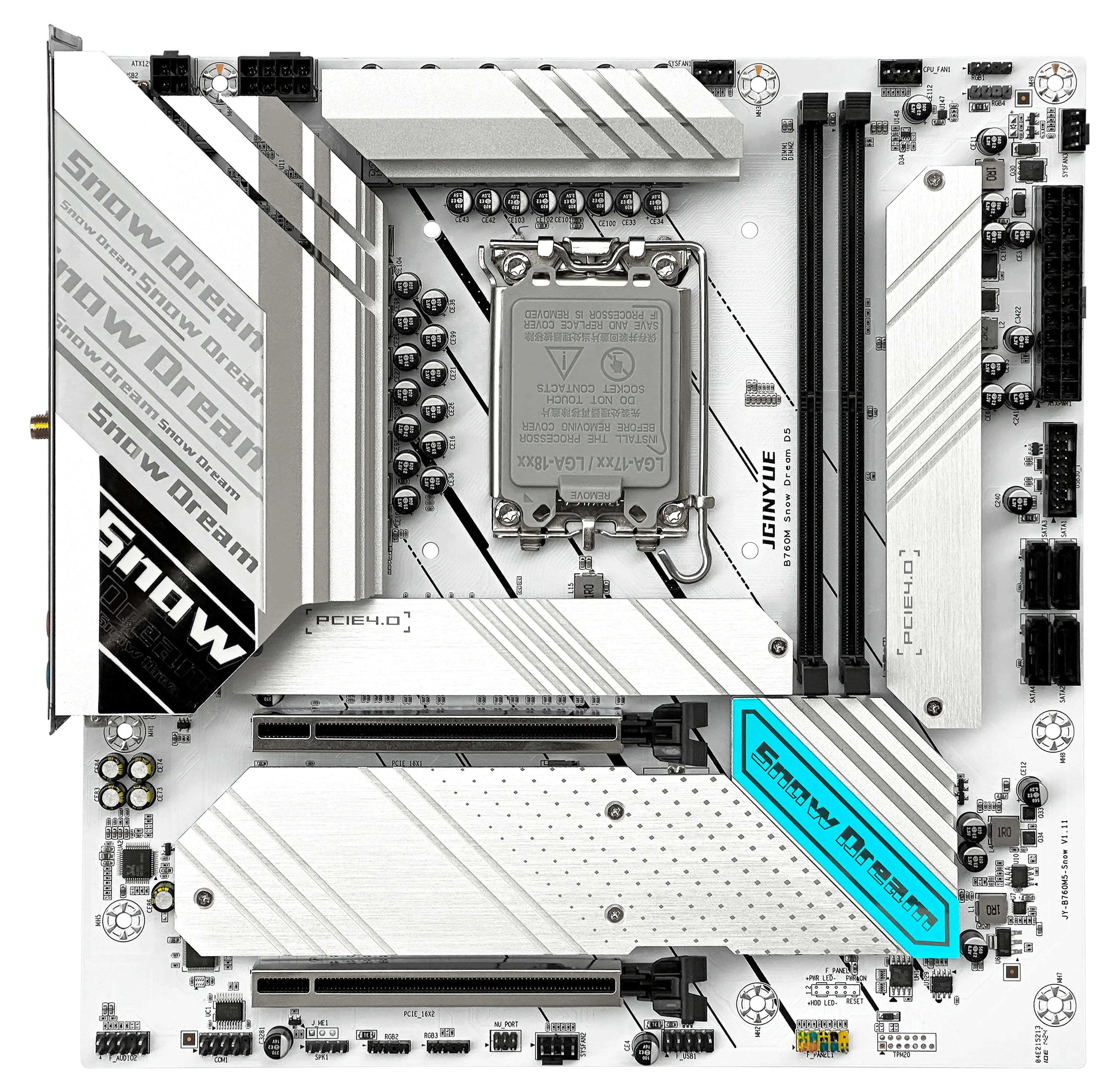 JGINYUE B760M Motherboard B760M-Snow Dream LGA 1700 Support Intel Core i3/i5/i7/i9 12th 13th Processor Dual channel DDR4 Memory