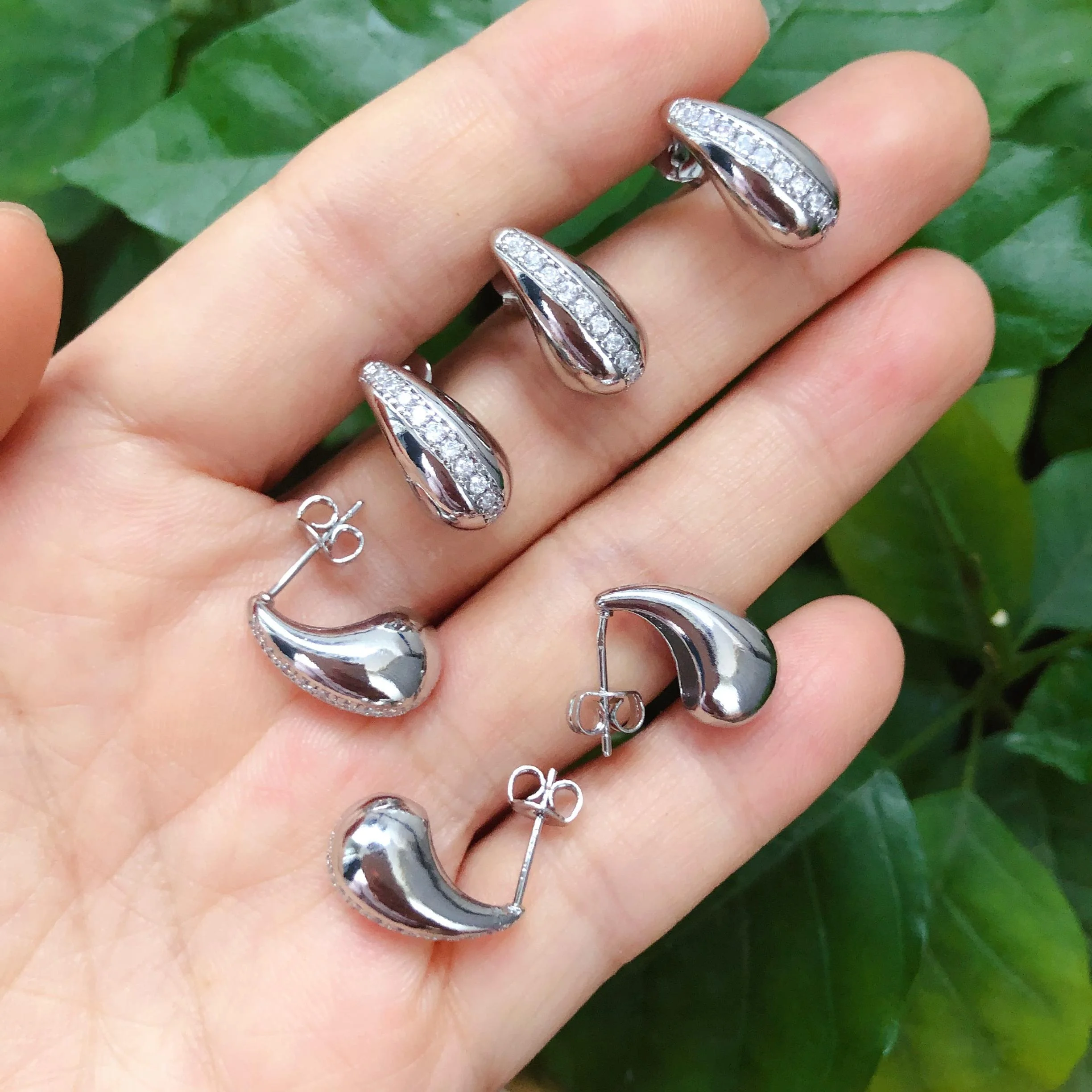 copper silver gold plated earrings wholesale bulk trendy women cubic zircon stud earring fashion jewelry teardrop earrings