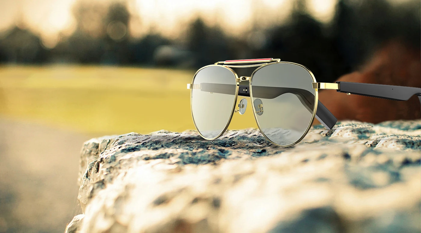 Waterproof Wireless Audio Bluetooth Sunglasses With  Bone Conduction Headphone Speaker with Touch control Bluetooth Sunglasses