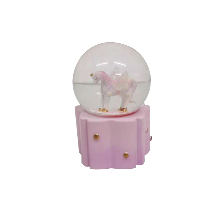 Snow Globe with Light Creative Resin Unicorn Snow Globe Dia45mm Home Decor Snow Globe Unicorn