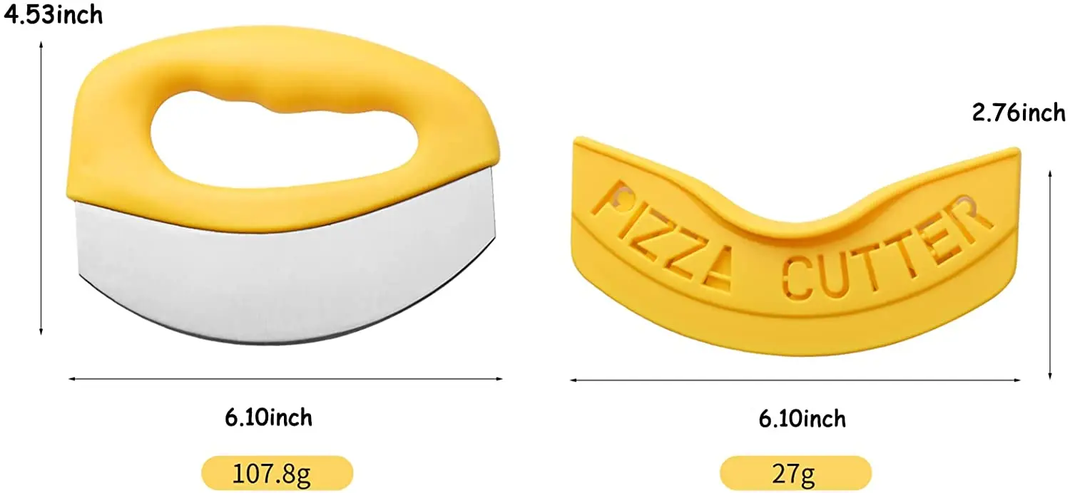 Multi Functional Mezzaluna Pizza Cutter With Protective Cover