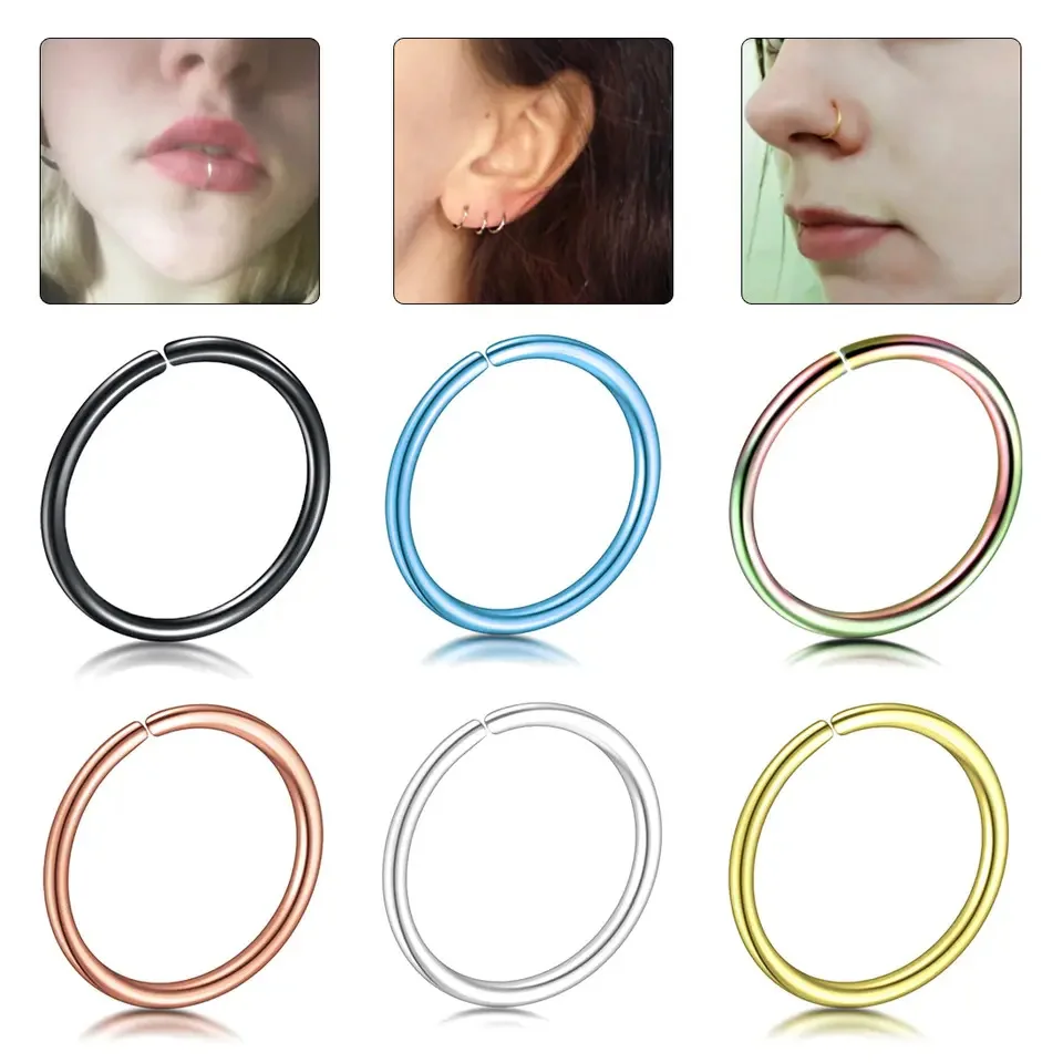 Stainless Steel Clip Hoop Nose Lip Ring Hip Hop Women Men None Piercing Jewelry Seamless Nose Ring