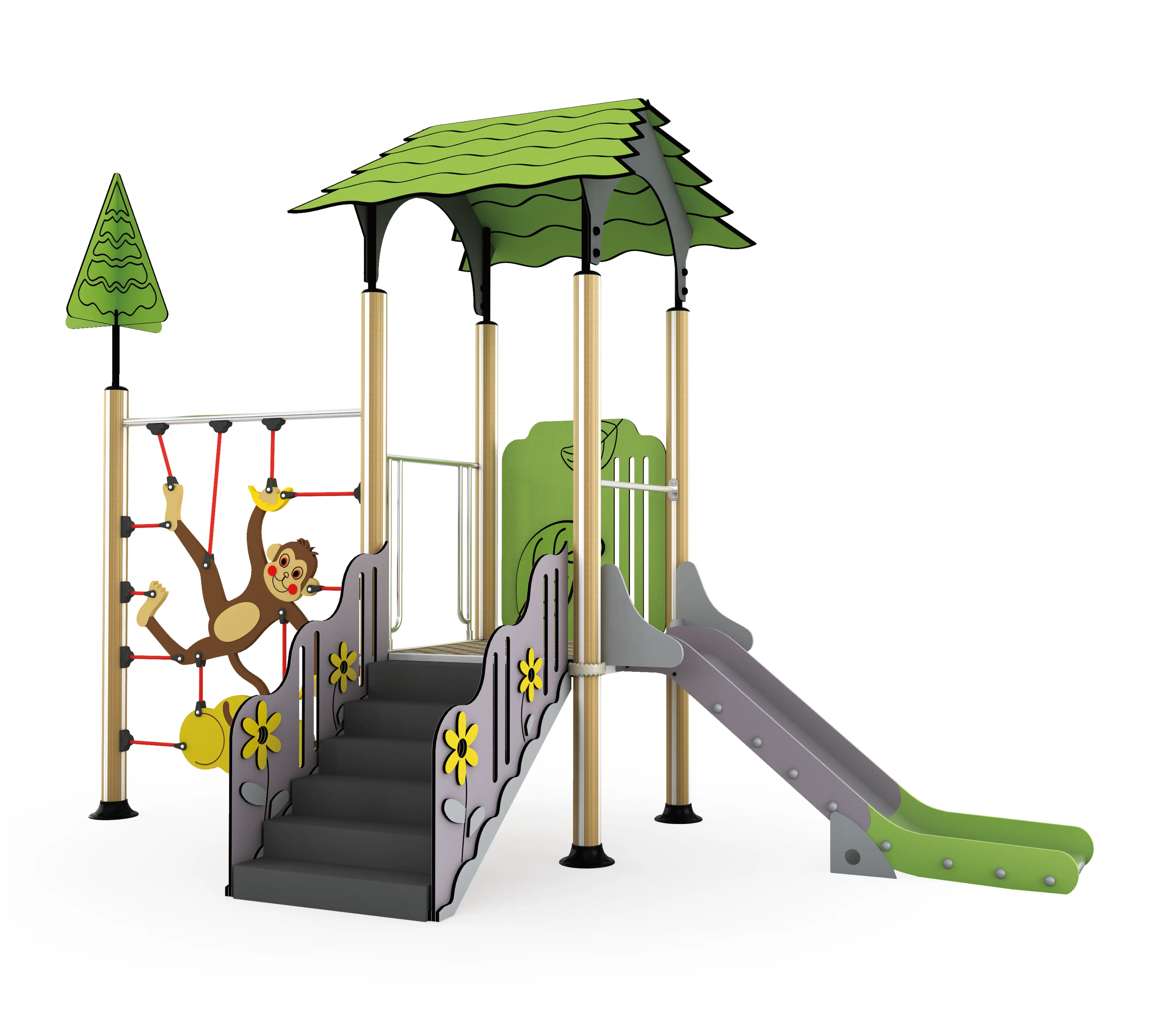 Kid eco-wood nature serie commercial outdoor playground HPL children tree house small size in parks