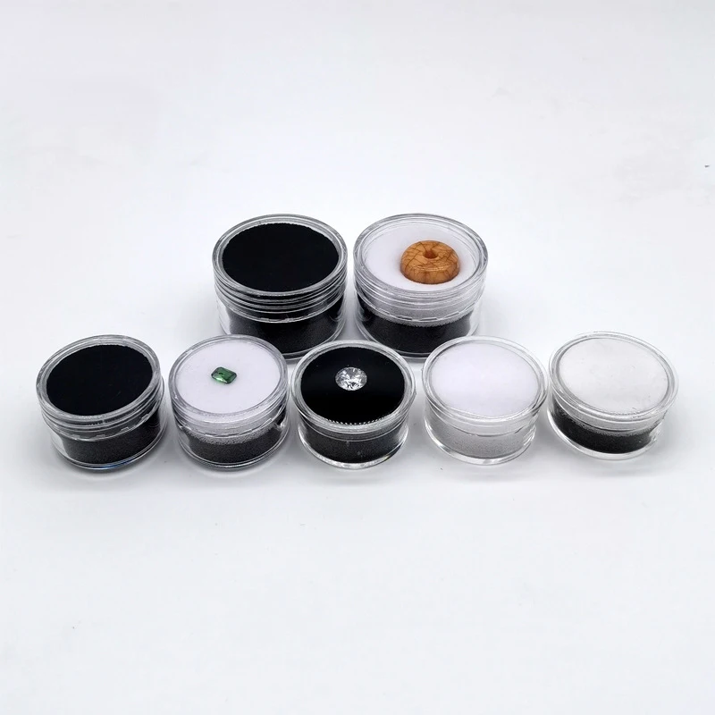 R.GEM. Round Glossy Acrylic Suede Sponge Jewelry Packaging Box Gemstone Diamond Display Box