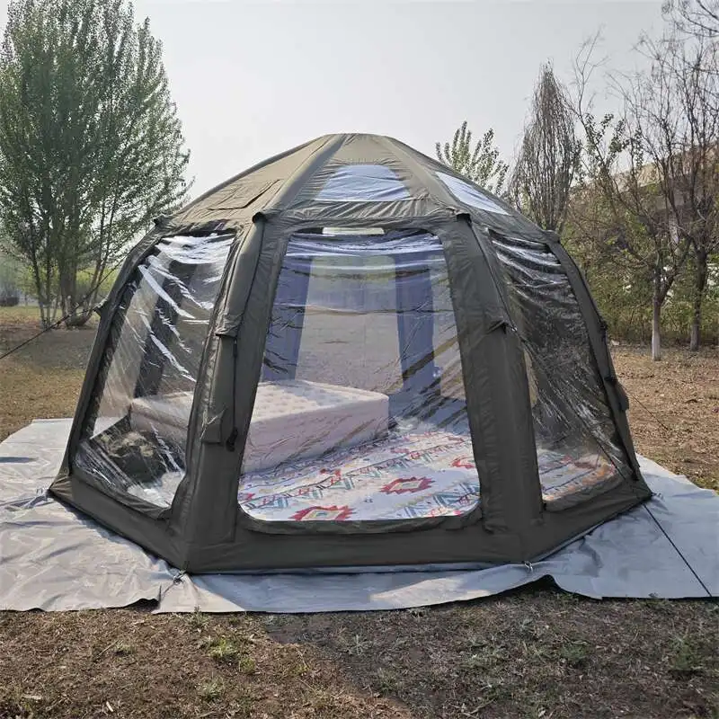 Luxury Waterproof Canvas Air Pole Camping Tent Oxford Cotton Dome Inflatable Yurt for Outdoor Adventure