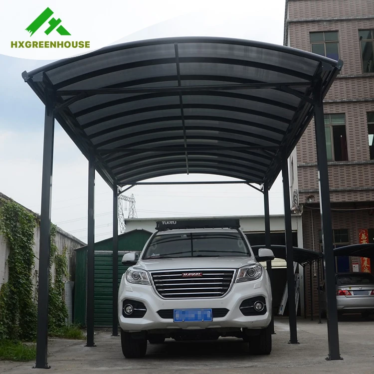 Polycarbonate sheet parking garage free standing metal double carport canopies with arch roof