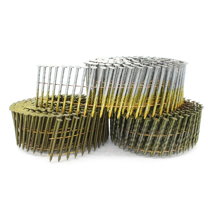 2 inch x .099 15 grados clavos para madera Galvanized Screw Shank Pallet Coil Nails