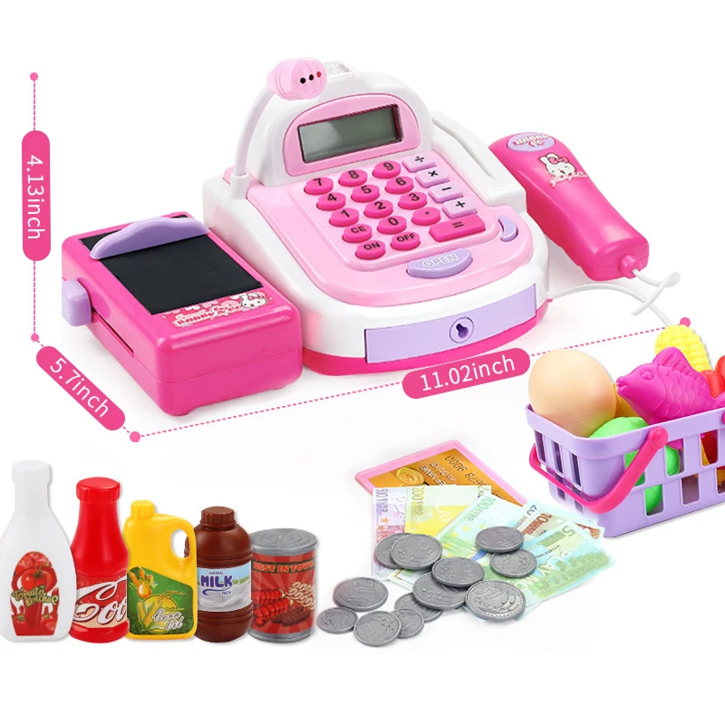 Simulation Salesperson Plastic Supermarket Toy Set Cash Counter Cashier Toy