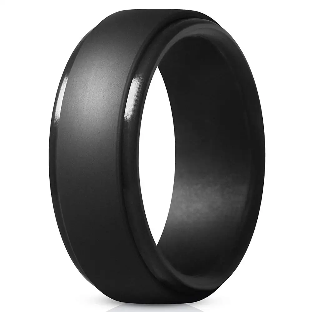 Factory Wholesale Silicone Ring Step Edge Wedding Band Silicone Sports Rings for Men