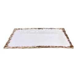 Customized rectangle porcelain luxury plate set catering ceramic dinner plate
