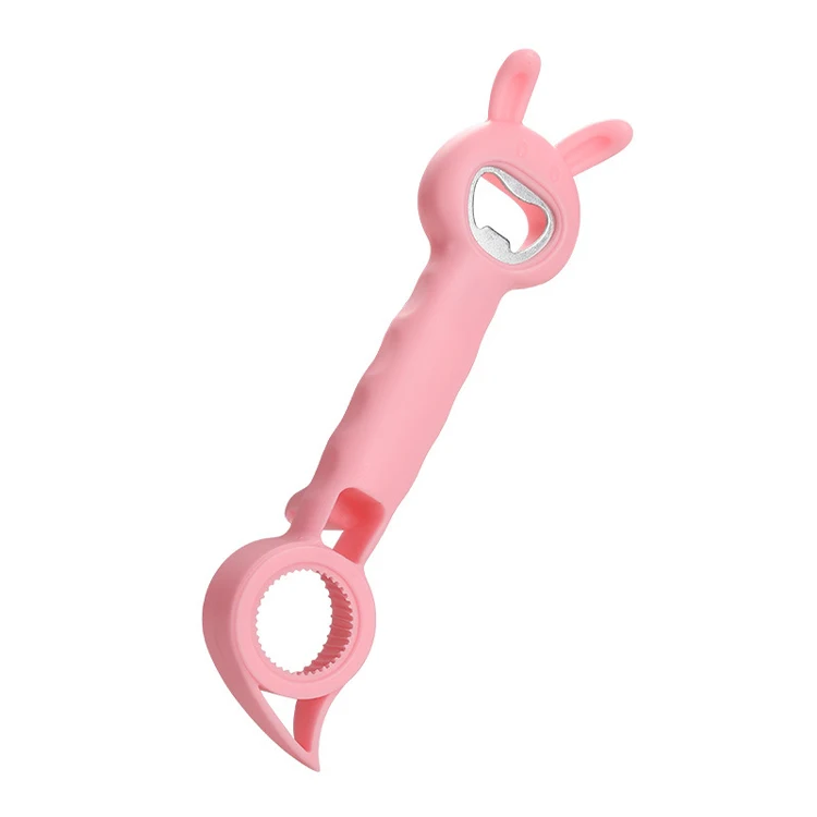 Multifunction Bottle Openers and Can Opener Pink Stainless Steel Rabbit Wine Opener