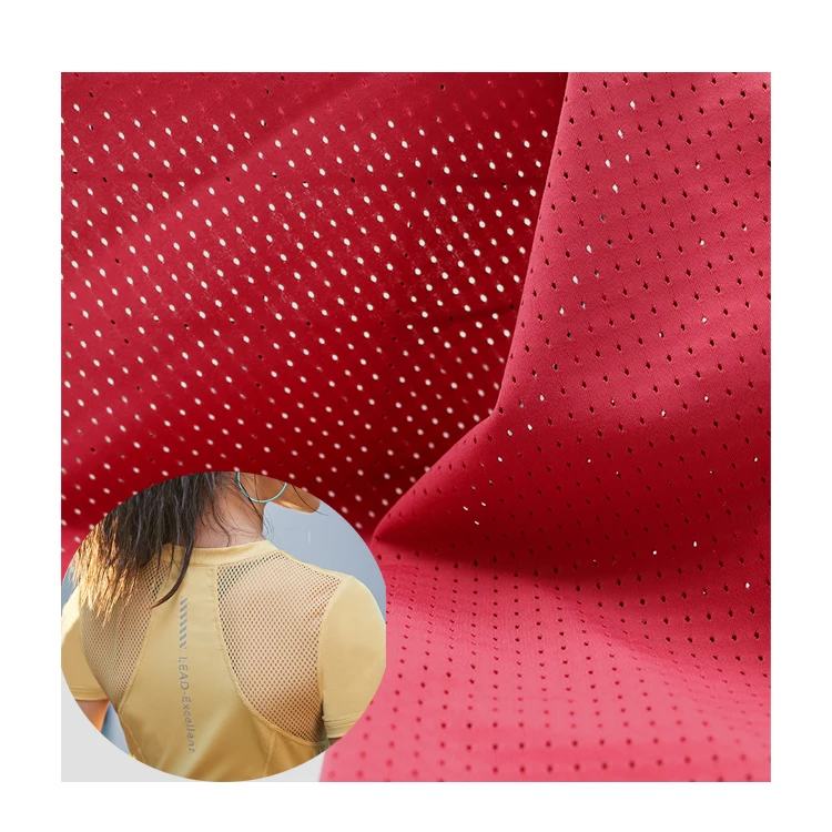 Factory Direct Selling Sportswear Cheap Price Breathable Nylon Spandex Stretch Hole Mesh  Fabric