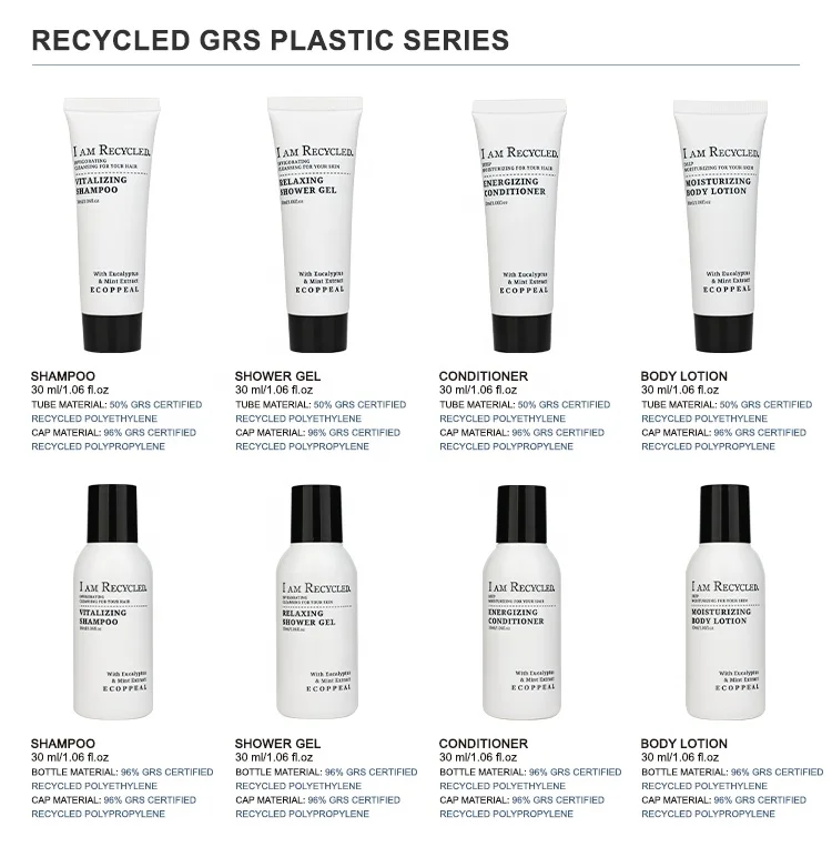 Eco Friendly OEM ODM Luxury Inn Guestroom Supplies Global Recycled Standard Disposable Hotel Amenities Set