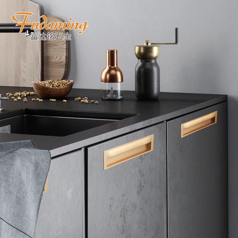 Невидимая Встраиваемая ручка из замака для домашней мебели, шкафа, двери шкафа 7124