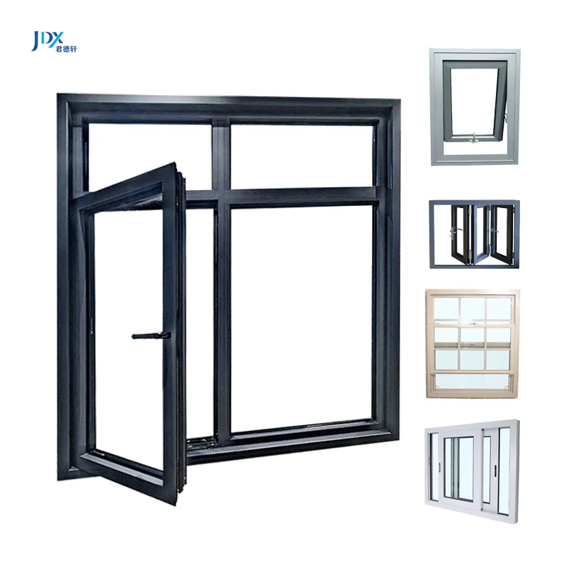 Ultra Slim Passive House Casement Windows Triple Pane French Hurricane UPVC Aluminum Casement Window And Door With Mosquito Net