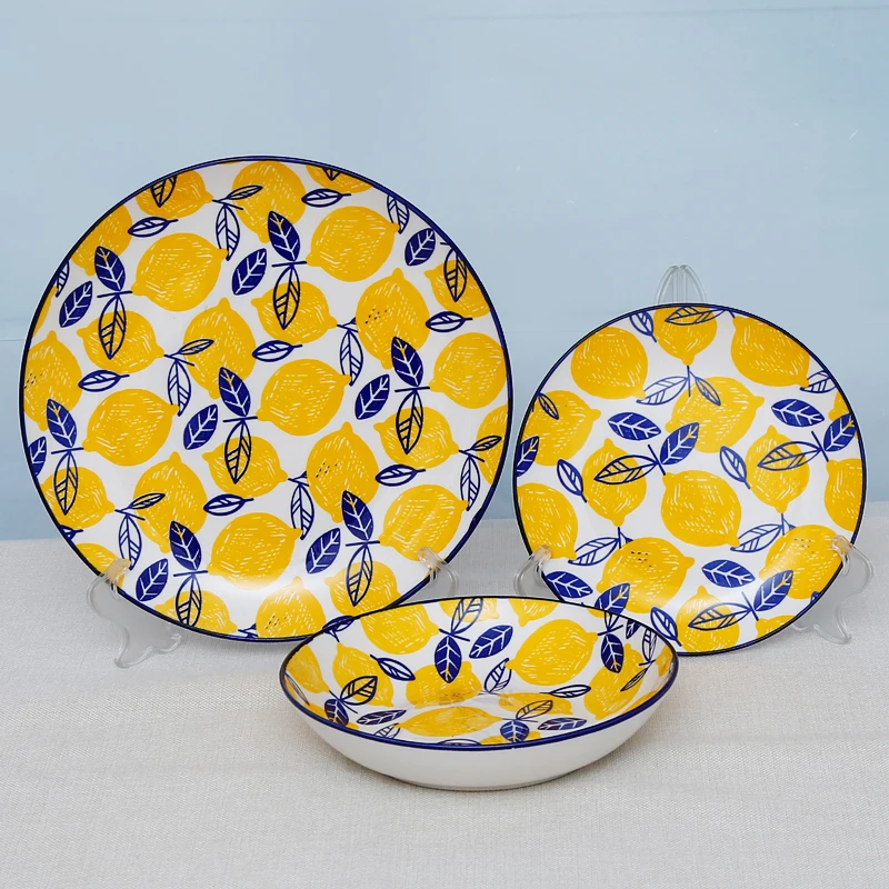 European Style Modern 18-PCS Porcelain Dinnerware Set Ceramic Tableware Dishes and Bowls for Food Use Free Sample for Home Use