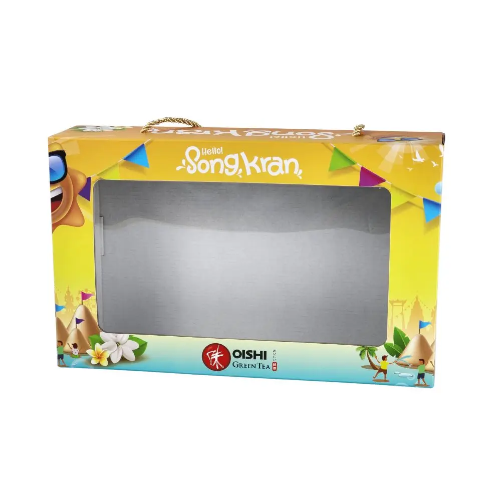 Recyclable OEM Custom Logo Printing Cardboard Boxes for Drinking Packaging Beverage Bottle Box with Handle and Window