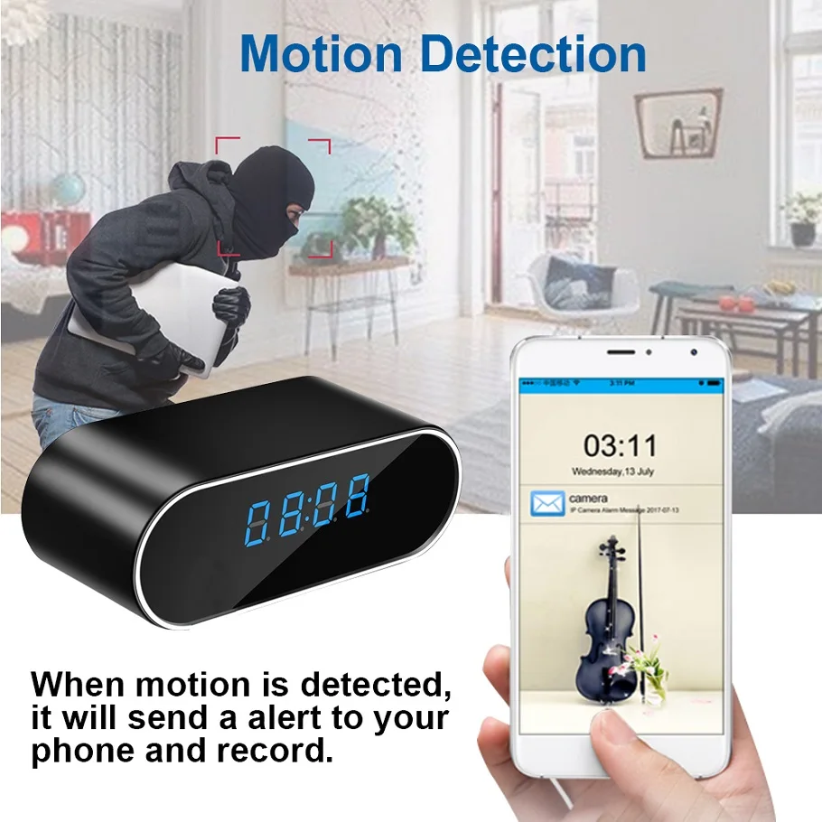 2021 HD 1080P Беспроводная IP Wifi видео Домашняя безопасность Часы шпионская скрытая