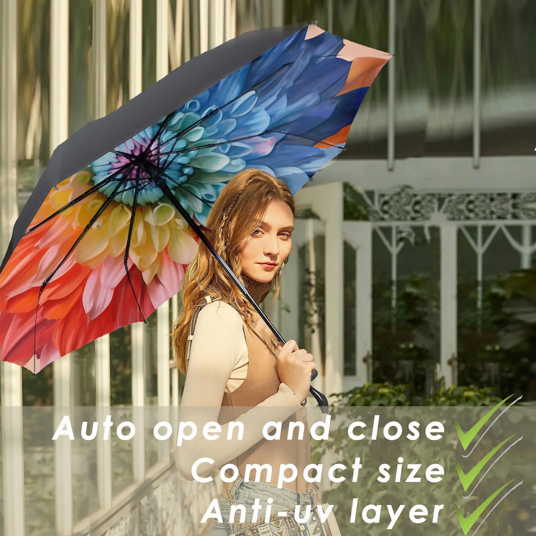 Promotional Custom umbrella head Mini 3 Fold quality Umbrellas with logo Digital printing umbrella for women