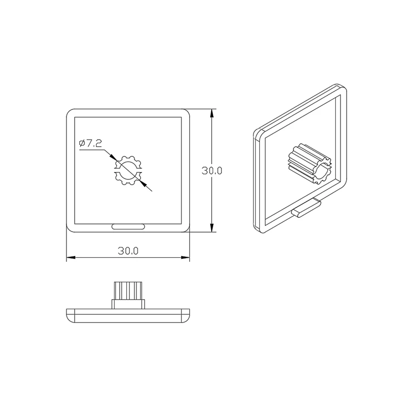 china manufacturer  4002 30*30mm OB30A aluminium profile covers for t slot aluminum profile 3030 grey Plastic  Cover Plate