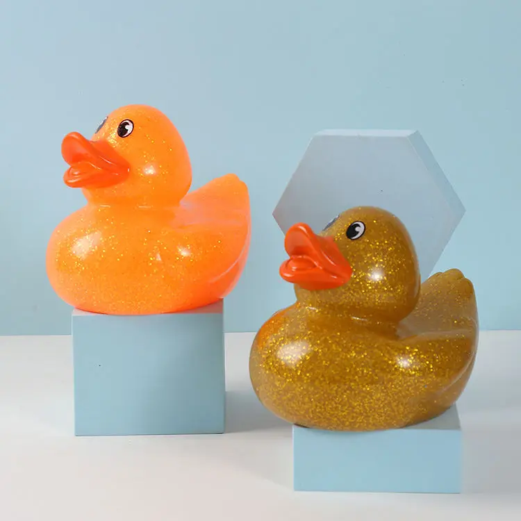 Wholesale Cute Eco-Friendly Design Vinyl Gold Sliver Glitter Rubber Duck 6 Inches Baby Animals Floating Rubber Duck Bath Toys