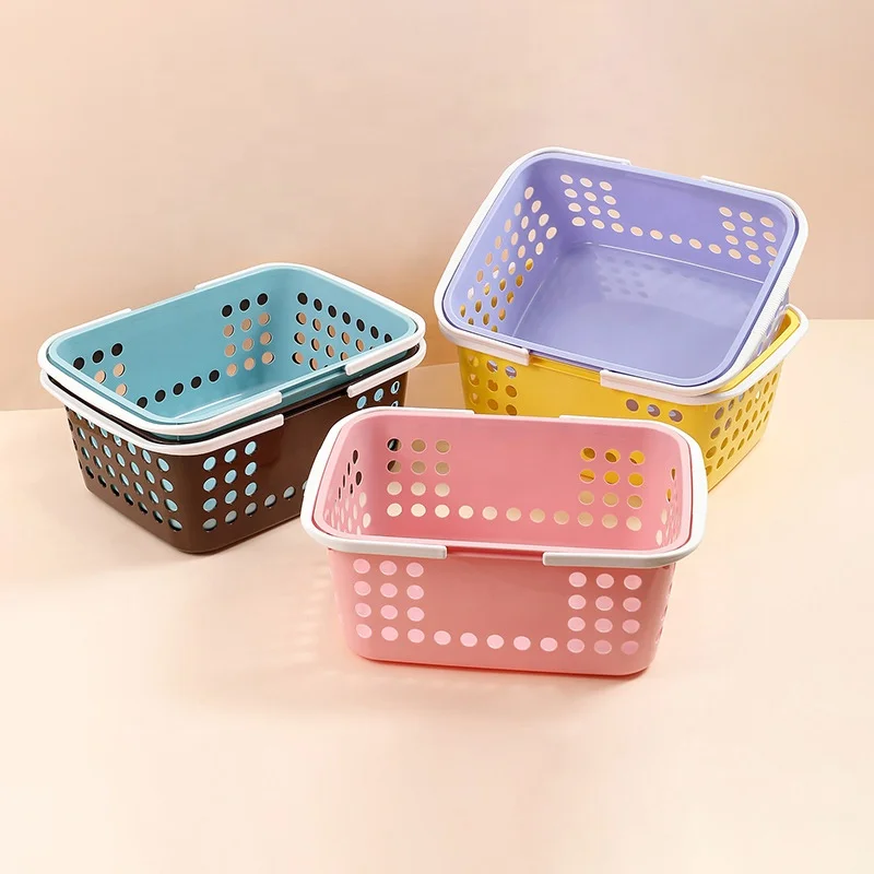 [msmx]Supermarket Chains Black Shopping Plastic Basket Handle Plastic Baskets