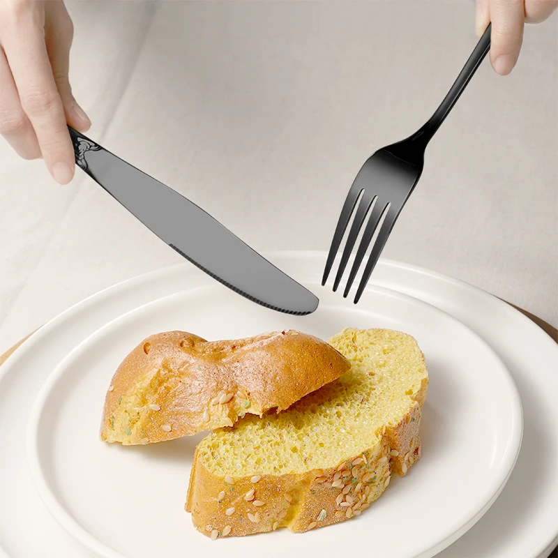 Средневековый винтажный Королевский столовый прибор из нержавеющей стали черный роскошный набор столовых приборов ложка и вилка