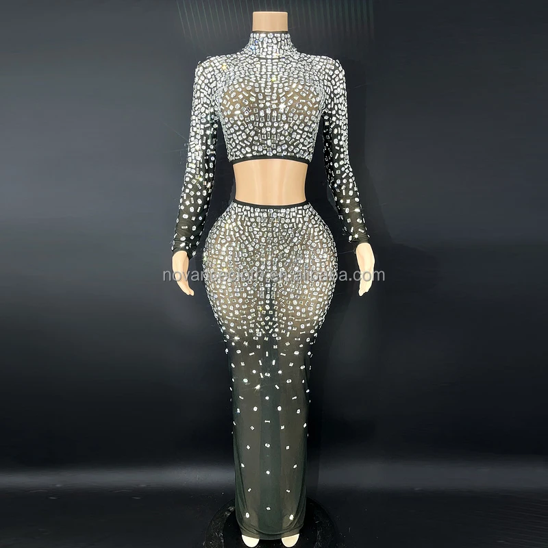 Элегантное блестящее вечернее платье 2022 черные стразы модное свадебное с кристаллами Клубное женское знаменитости