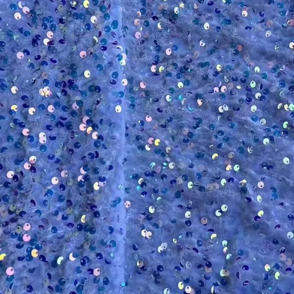 Hot selling high quality china wholesale 3d embroidery shiny multicolor sequin on stretch velvet fabric for dress