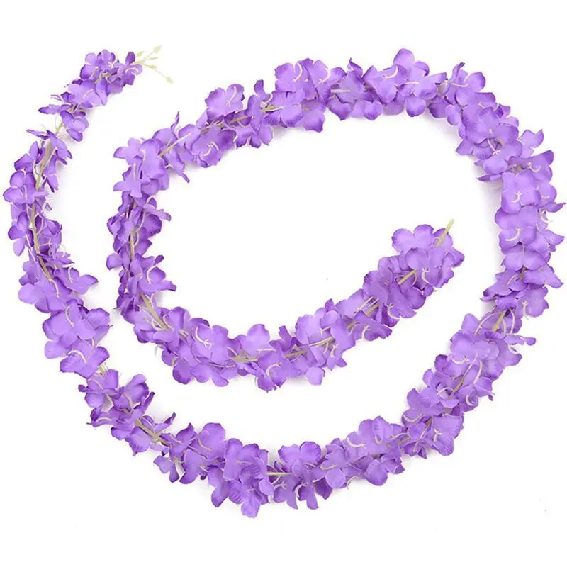 China Factory Wholesale 2m Hydrangea Vines Artificial Hanging Wisteria Flowers Garland for Wedding Backdrop Decoration