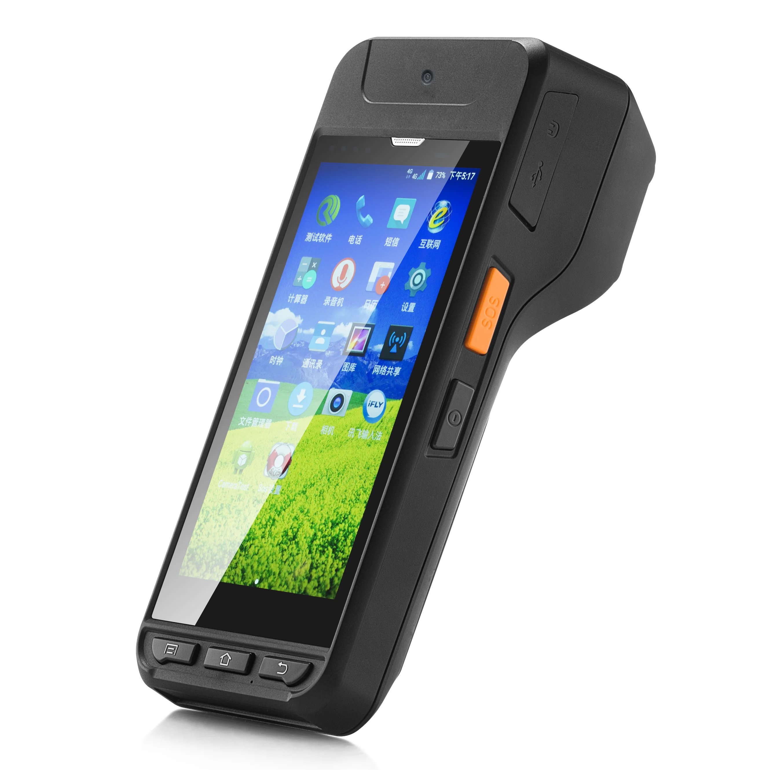 R800C Android 1D 2D сканер штрих-кода с термопринтером 5 0 дюймов отпечаток пальца прочный КПК
