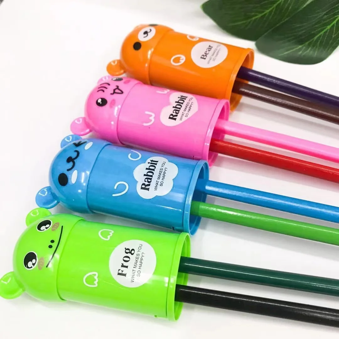 Top Manufacturer Cartoon Color Bear Design Stationery Set Office Standard Pencil Sharpener With An Eraser  For Kids