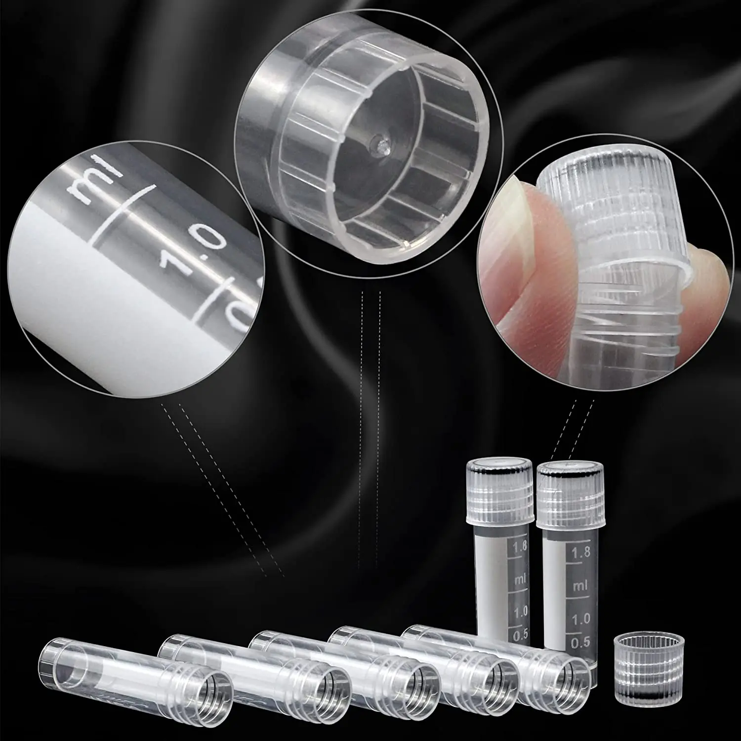 2ml Graduated Plastic Cryovial Cryogenic Vial for Lab Sample Storage