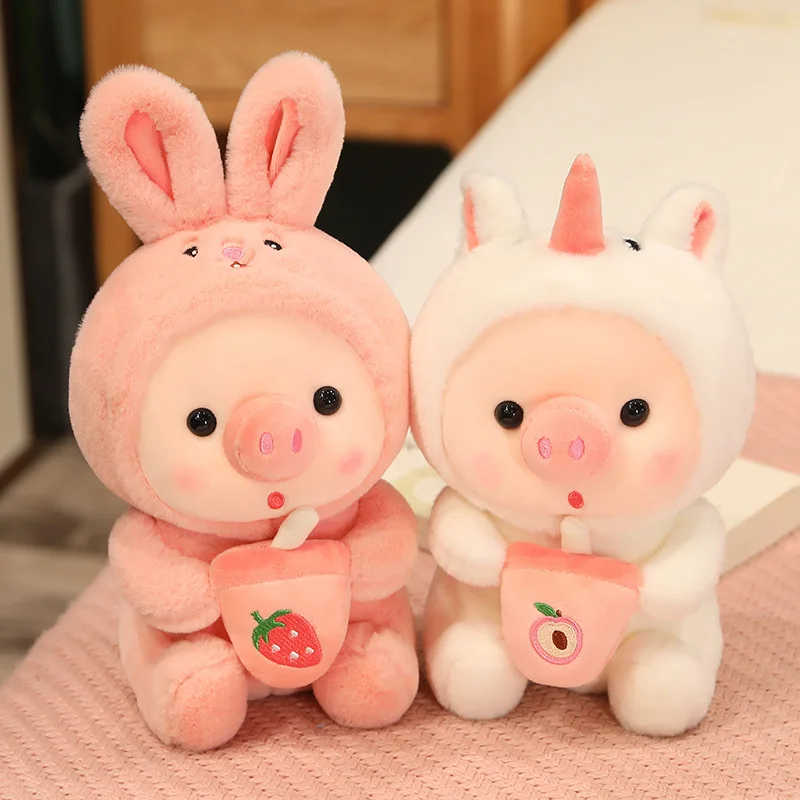 New Stuffed Animals Bubble Bobba Milk Tea Pig Plush Toy Pillow Bobba Plushie Doll