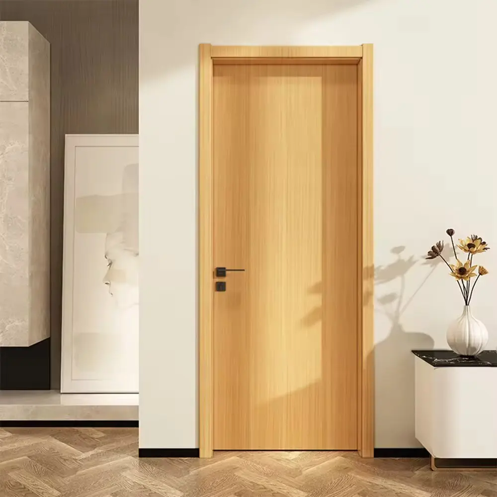 Modern Style Smart Houses Interior Entry Door American Style Solid Wooden Doors for Bedroom