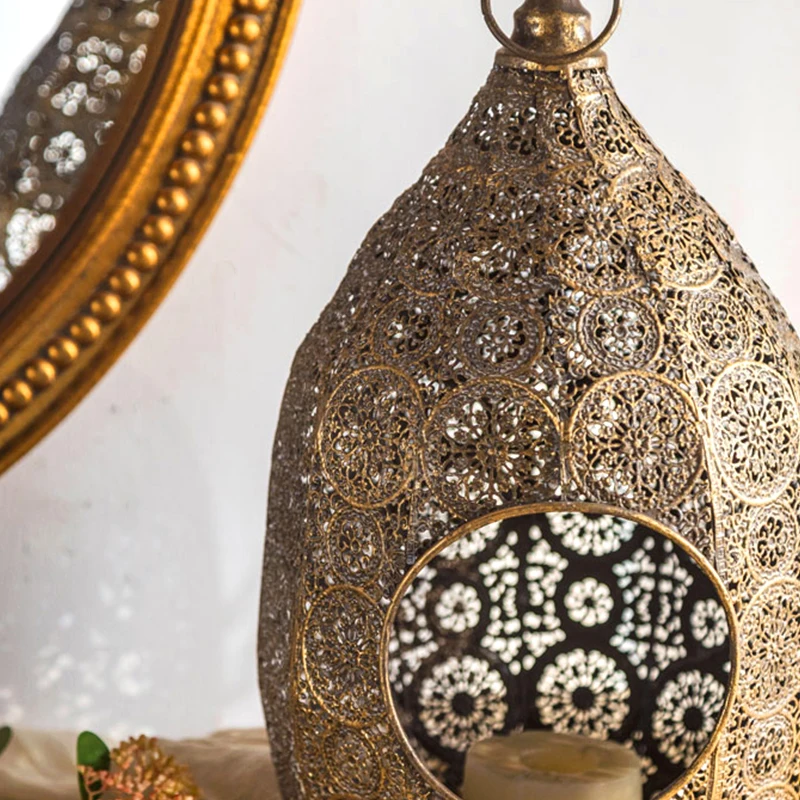 Bird Cage Rustic Golden Iron Customized Nordic Home Decoration Luxury Candlestick Holder For Candles