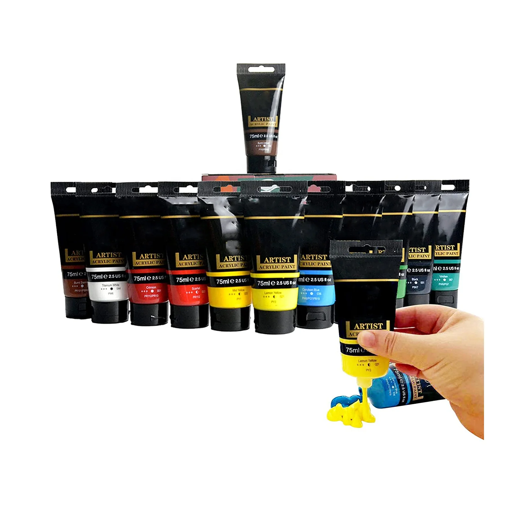 professional acrylic paints 75ml set 20colors paints acrylic for Artists,Hobby Painters & Kids