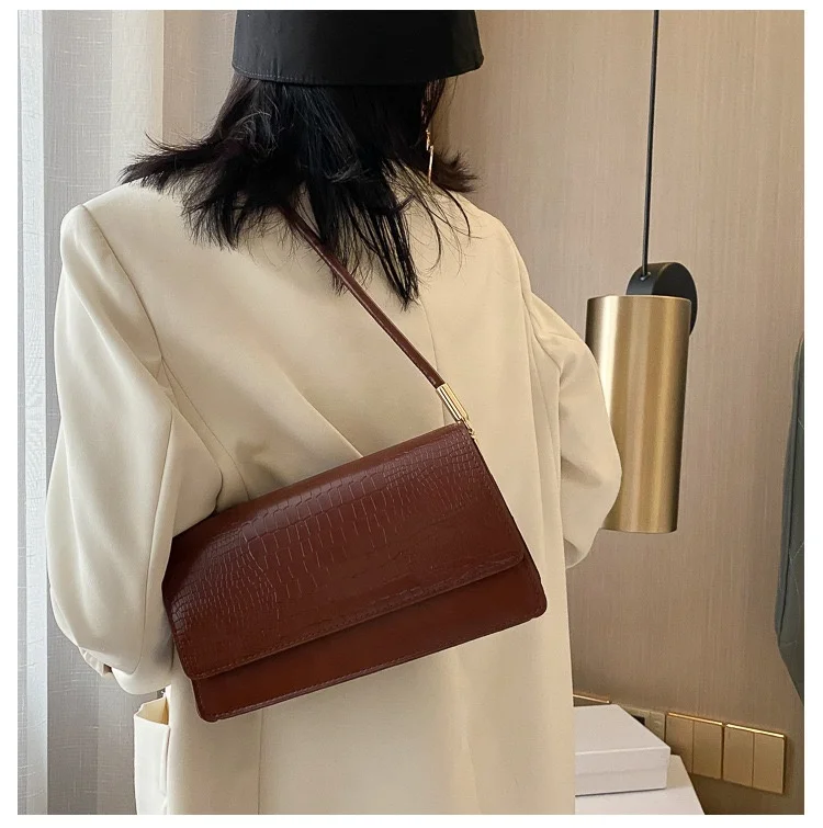 Retro Alligator Pattern Ladies Handbags Women Fashion Underarm Bag PU Leather Chic Shoulder Ladies Hand bags